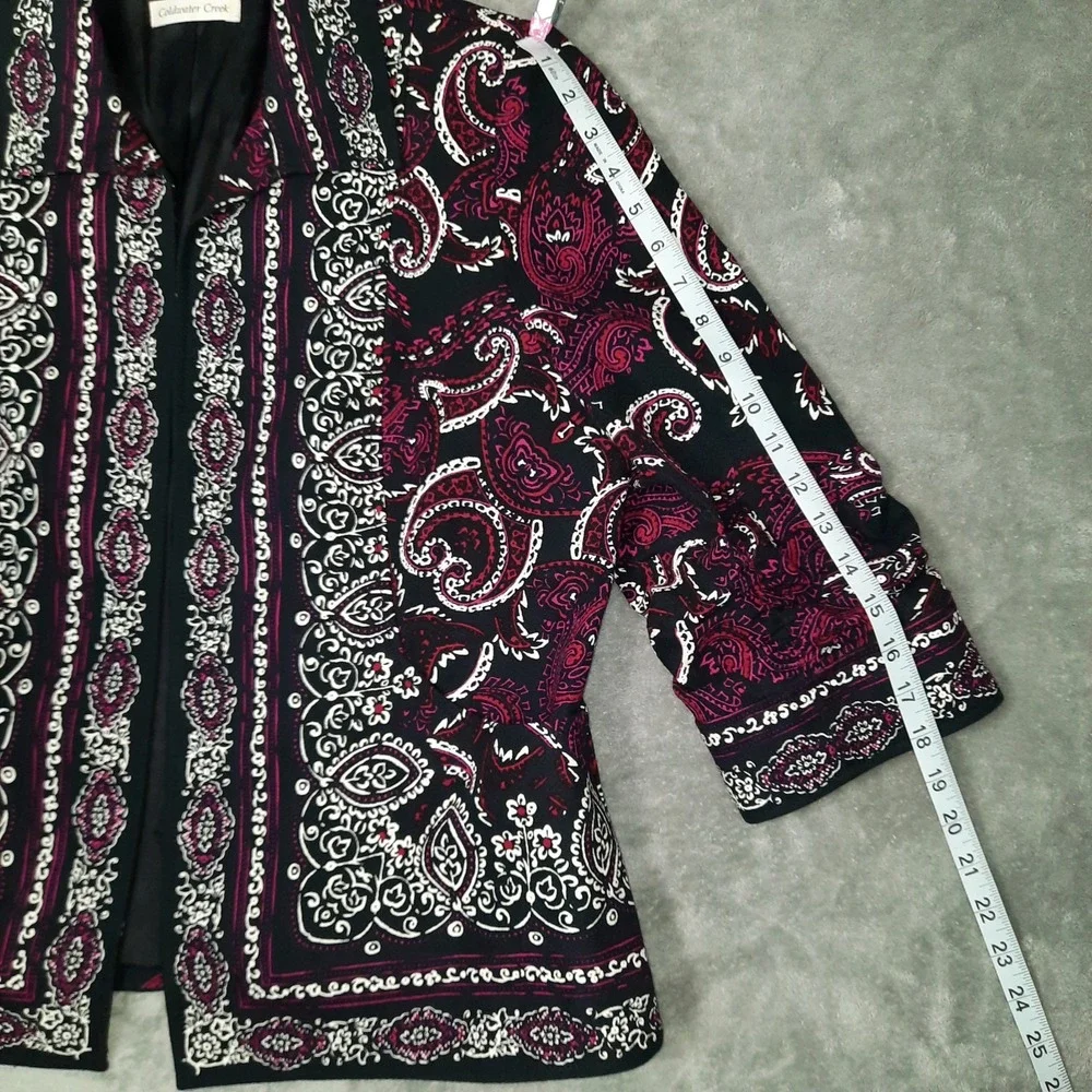 Coldwater Creek Paisley Jacket Womens 16 Blue Pink Open Front Artsy Boho‎ Career